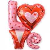 Шар фольга Буквы надпись LOVE С сердечками FL 41'' 104см