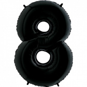 Шар фольга Цифра 32"/КА Черная "8"