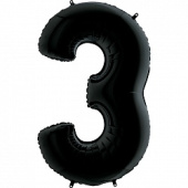 Шар фольга Цифра 32"/КА Черная "3"