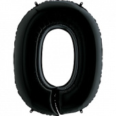 Шар фольга Цифра 32"/КА Черная "0"