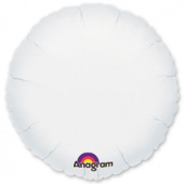 Шар фольга без рисунка 18'' круг Белый White пастель An