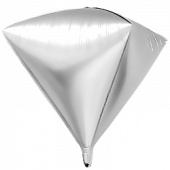Шар фольга 3D Алмаз 24" Серебро Silver FL