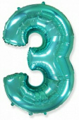 Шар фольга Цифра 40''/Fm Бирюза Тифани Tiffany "3"