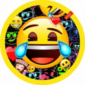Тарелки бумага 230мм Смайл Emoji черный уп6