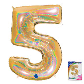 Шар фольга Цифра 40''/GR Золото голография "5"