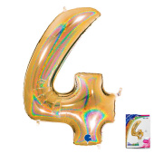 Шар фольга Цифра 40''/GR Золото голография "4"