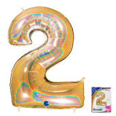 Шар фольга Цифра 40''/GR Золото голография "2"