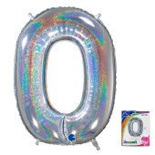 Шар фольга Цифра 26"/GR Серебро голография "0"