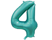 Шар фольга Цифра 40"/ВЗ Бирюза Teal "4" Сатин