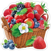 Украшение на скотче 19,6*19,6 см Корзина с ягодами