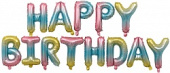 Шар фольга Буквы надпись Happy Birthday 16'' 41см ассорти градиент Радуга нежная FL Шар фольга Буквы надпись Happy Birthday 16'' 41см ассорти градиент Радуга нежная FL