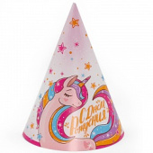 Колпаки бумажные СДР единорог Розовый (уп6) ДонБал