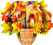 Корзинка с грибами бумага