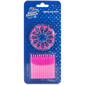 Свечи для торта воск, 6 см, 24 шт., с держателями Сверкающий глиттер, розовые