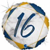 Шар фольга Цифра 18''/GR круг мрамор "16" Синий