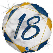 Шар фольга Цифра 18''/GR круг мрамор "18" Синий