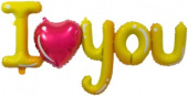 Шар фольга Буквы надпись I LOVE U с сердцем FL 48'' 122см