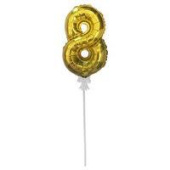 Шар фольга самодув Цифра 7"/КА Золото "8" трубочка держатель