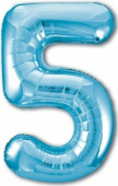 Шар фольга Цифра 40''/AG Slim Голубой "5"