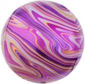 Шар фольга Сфера 3D Deco Bubble 24'' Мраморная иллюзия Фуше Агат FL Шар фольга Сфера 3D Deco Bubble 24'' Мраморная иллюзия Фуше Агат FL