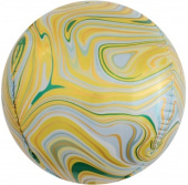 Шар фольга Сфера 3D Deco Bubble 24'' Мраморная иллюзия Желтый Агат FL Шар фольга Сфера 3D Deco Bubble 24'' Мраморная иллюзия Желтый Агат FL