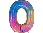 Шар фольга Цифра 40''/GR Градиент Радуга переливы "0"