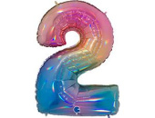 Шар фольга Цифра 40''/GR Градиент Радуга переливы "2"
