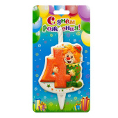 Свеча для торта воск, 12 см, цифра 4 Клоун