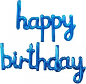 Шар фольга Буквы надпись Happy Birthday 17'' 43см Синий