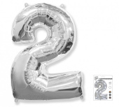 Шар фольга Цифра 40''/Fm Серебро Silver "2"