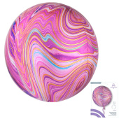Шар фольга Сфера 3D Deco Bubble 16" Мрамор Лиловый упак An