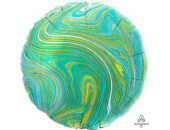 Шар фольга 18''/An круг мрамор Blue Green
