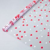 Пленка прозрачная рулон 0,70х8,0м Сердечки красный белый 4010 73103