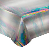 Скатерть ПЭТ однотонная 137х274см лазерная фольгированная Делюкс Серебро