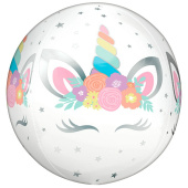 Шар фольга Сфера 3D Bubble Бабблс 16" Глазки единорога An