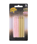 Свечи для торта 8 см, 12 шт. Блеск, золото розовый