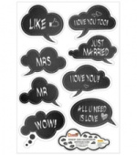 Фотосессия на палочке набор Фразы белым на черном Миленд