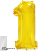 Шар фольга Цифра 32''/Fm Золото Gold "1"