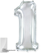 Шар фольга Цифра 32''/Fm Серебро Silver "1"