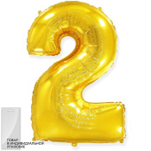 Шар фольга Цифра 32''/Fm Золото Gold "2"