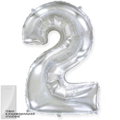 Шар фольга Цифра 32''/Fm Серебро Silver "2"