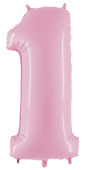 Шар фольга Цифра 40" Fm Розовый Pink "1" 1207-4762 (упак)