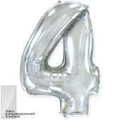 Шар фольга Цифра 32''/Fm Серебро Silver "4"