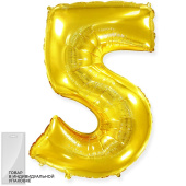 Шар фольга Цифра 32''/Fm Золото Gold "5"
