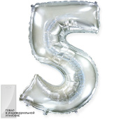 Шар фольга Цифра 32''/Fm Серебро Silver "5"