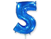 Шар фольга Цифра 16"/Fm Голубая Blue "5"