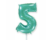 Шар фольга Цифра 16"/Fm Бирюзовая Turquoise "5"