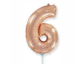 Шар фольга Цифра 16"/Fm Розовое Золото Rose Gold "6"
