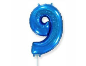 Шар фольга Цифра 16"/Fm Голубая Blue "9"