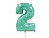 Шар фольга Цифра 16"/Fm Бирюзовая Turquoise "2"